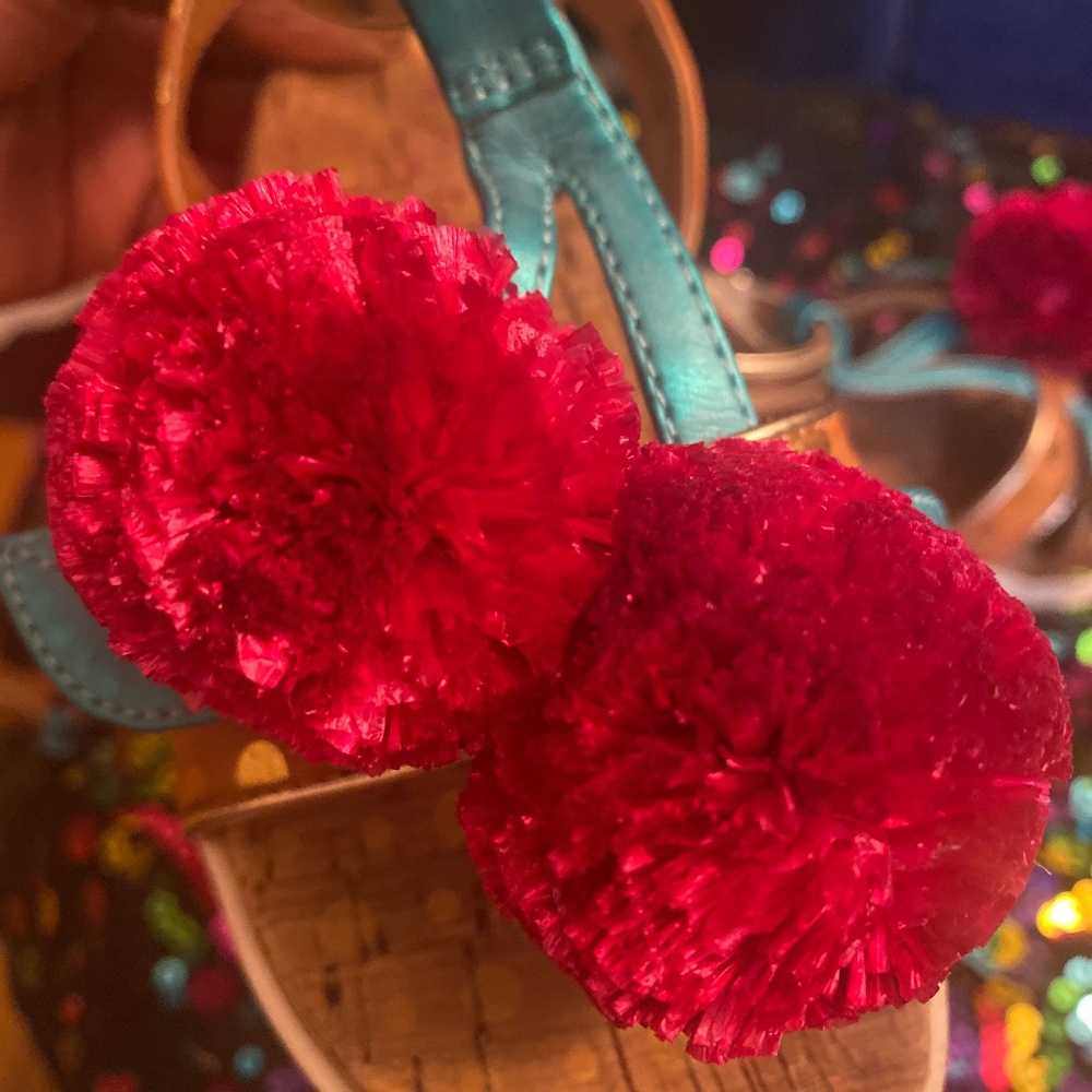 Pom Pom Tan & Gold Sandals